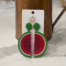 Load image into Gallery viewer, Watermelon Seed Bead Earrings