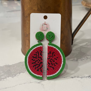 Watermelon Seed Bead Earrings