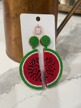 Load image into Gallery viewer, Watermelon Seed Bead Earrings