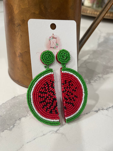 Watermelon Seed Bead Earrings