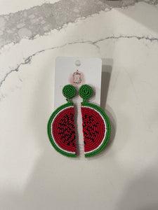 Watermelon Seed Bead Earrings