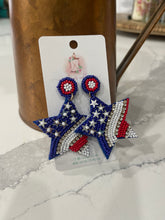 Load image into Gallery viewer, Stars and Stripes Seed Bead Earrings