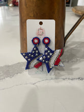 Load image into Gallery viewer, Stars and Stripes Seed Bead Earrings