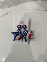 Load image into Gallery viewer, Stars and Stripes Seed Bead Earrings