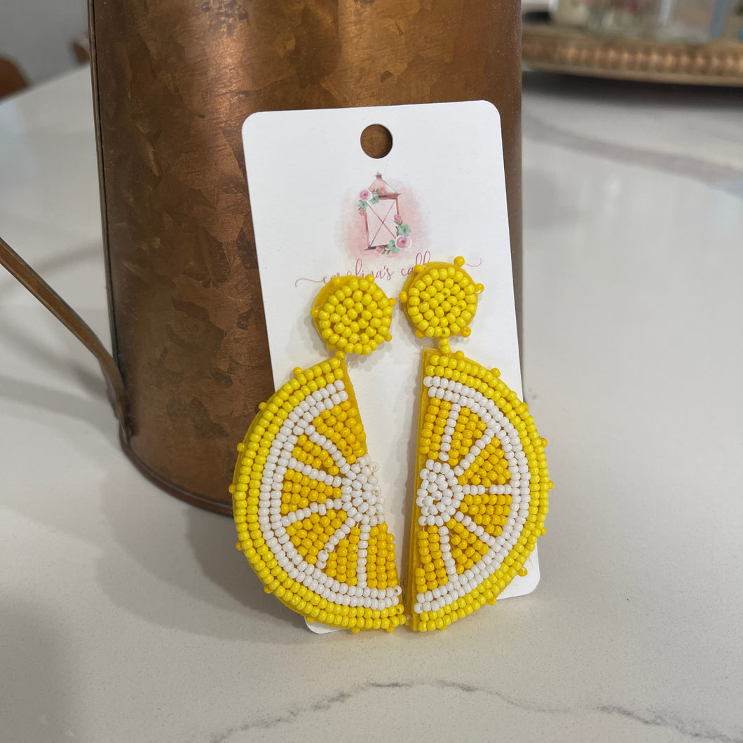 Lemon Seed Bead Earrings