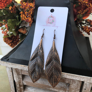 Hello Fall Copper Leaf Earrings