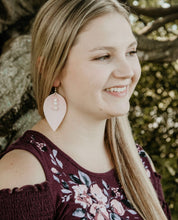 Load image into Gallery viewer, Pink Pearl Faux Leather Earrings