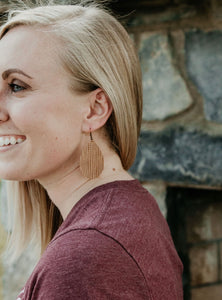 Peanut Brown Textured Faux Leather Earrings