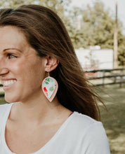 Load image into Gallery viewer, Peach Double Layered Faux Leather Leaf Earrings