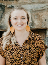 Load image into Gallery viewer, Mustard Yellow Faux Leather Leaf Earrings