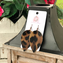 Load image into Gallery viewer, Mini Leopard Faux Leather Leaf Earrings