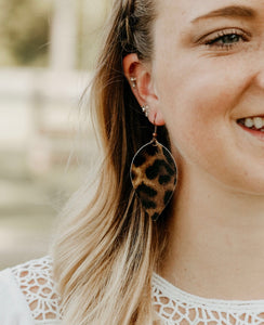 Mini Leopard Faux Leather Leaf Earrings