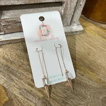 Load image into Gallery viewer, Rose Gold Studded Threader Earrings