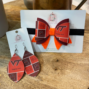 Virginia Tech Baby Bow or Earrings