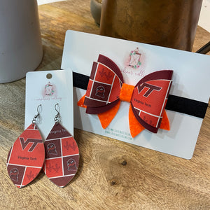 Virginia Tech Baby Bow or Earrings