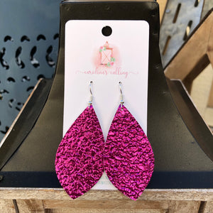 Pink Metallic Tear Drop Earrings