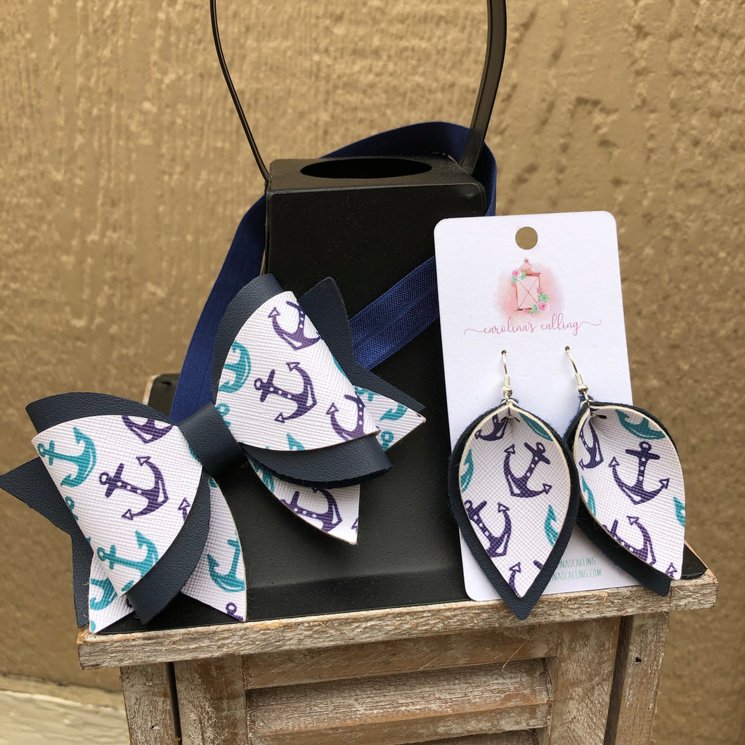 Mommy and Me Anchor Bow or Earrings