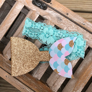 Gold Fish Mermaid Baby Bow