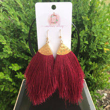 Load image into Gallery viewer, Wine Tassel Earrings