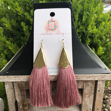 Load image into Gallery viewer, Dusty Rose Tassel Earrings